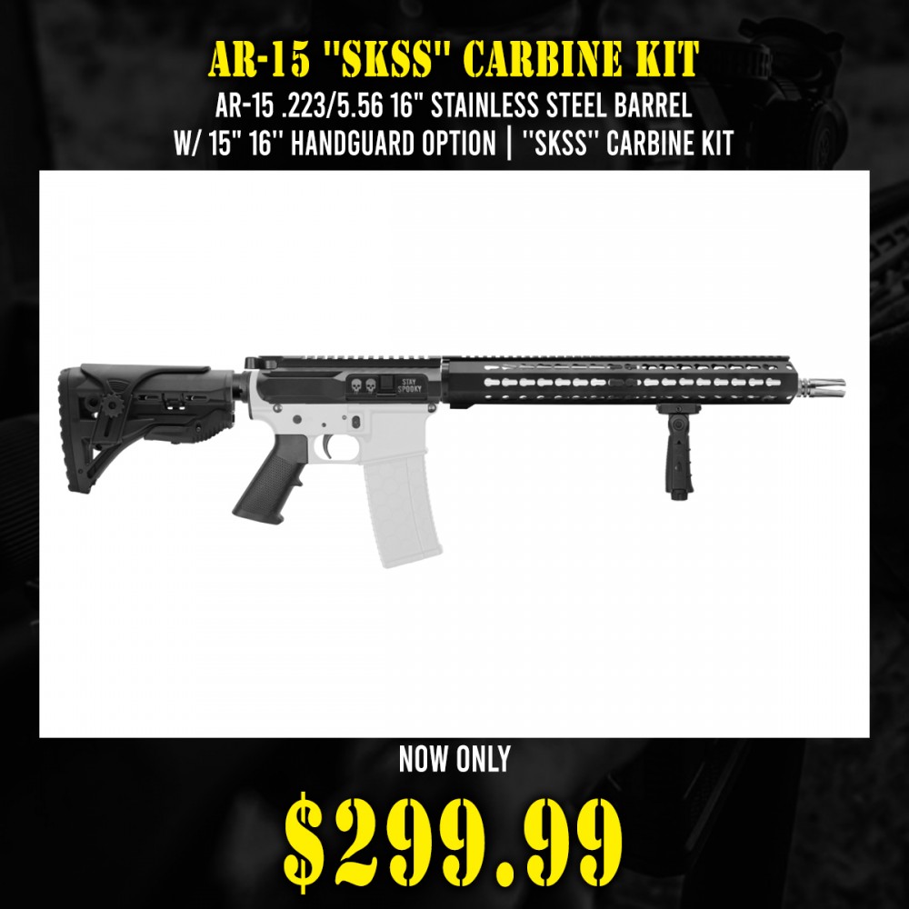 AR-15 .223/5.56 16" Stainless Steel Barrel W/ 15" 16'' Handguard Option | ''SKSS'' Carbine Kit