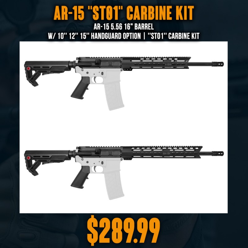 AR-15 5.56 16" Barrel W/ 10'' 12'' 15'' Handguard Option | ''ST01'' Carbine Kit