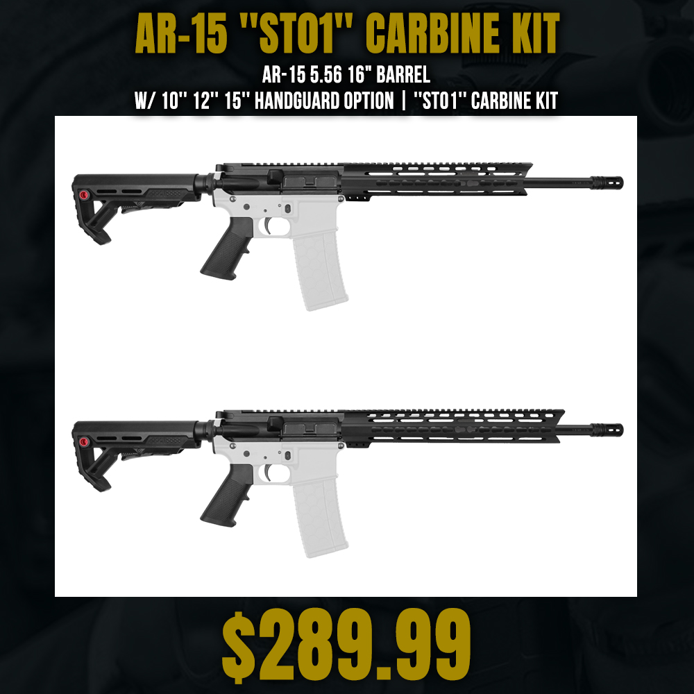 AR-15 5.56 16" Barrel W/ 10'' 12'' 15'' Handguard Option | ''ST01'' Carbine Kit