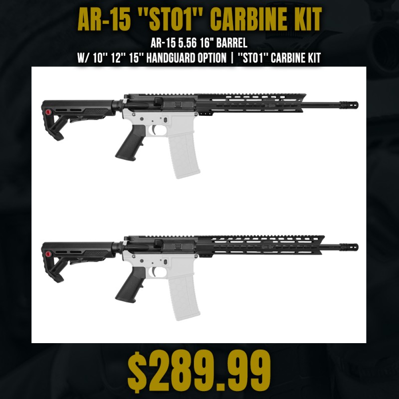 AR-15 5.56 16" Barrel W/ 10'' 12'' 15'' Handguard Option | ''ST01'' Carbine Kit