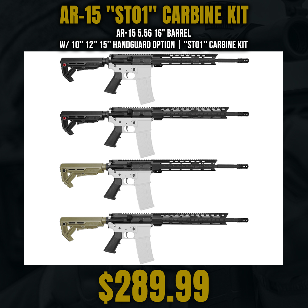 AR-15 5.56 16" Barrel W/ 10'' 12'' 15'' Handguard Option | ''ST01'' Carbine Kit