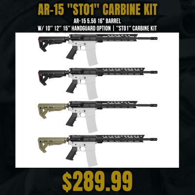 AR-15 5.56 16" Barrel W/ 10'' 12'' 15'' Handguard Option | ''ST01'' Carbine Kit