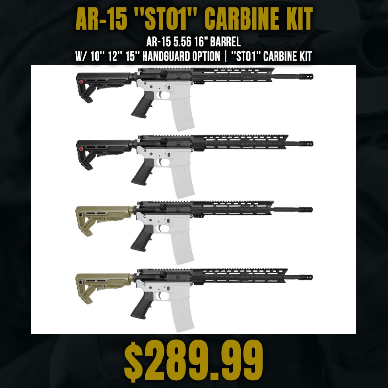 AR-15 5.56 16" Barrel W/ 10'' 12'' 15'' Handguard Option | ''ST01'' Carbine Kit