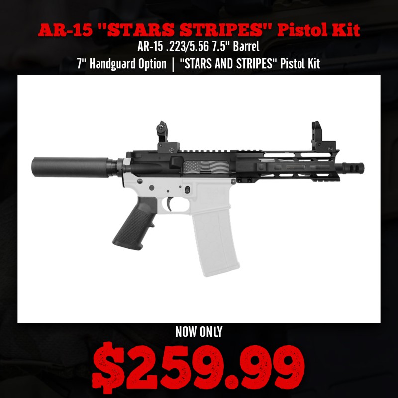 AR-15 .223/5.56 7.5'' Barrel 7'' Handguard Option | ''STARS AND STRIPES'' Pistol Kit