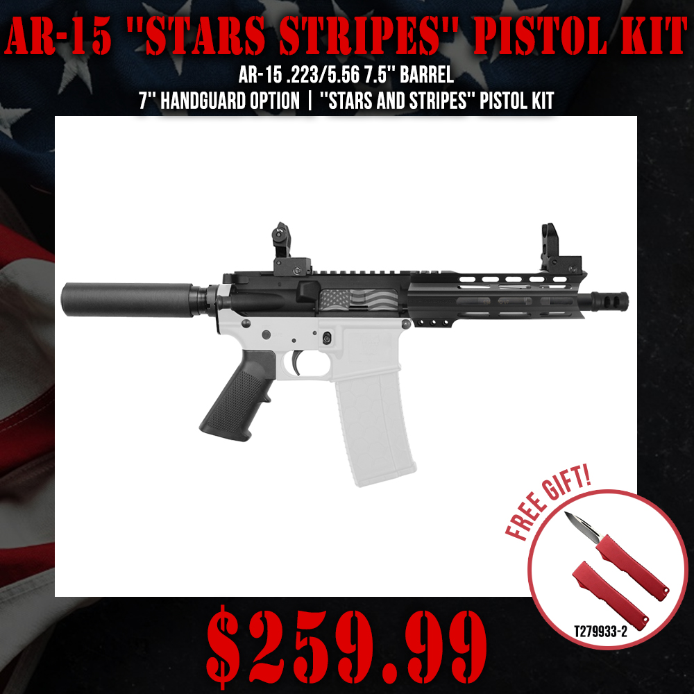 AR-15 .223/5.56 7.5'' Barrel 7'' Handguard Option | ''STARS AND STRIPES'' Pistol Kit AR-15 .223/5.56 7.5'' Barrel 7'' Handguard Option | ''STARS AND STRIPES'' Pistol Kit