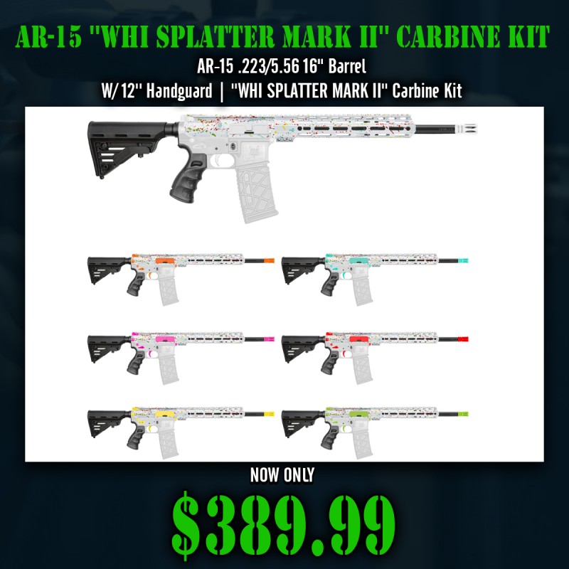 AR-15 .223/5.56 16" Barrel W/ 12'' Handguard | ''WHI SPLATTER MARK II'' Carbine Kit