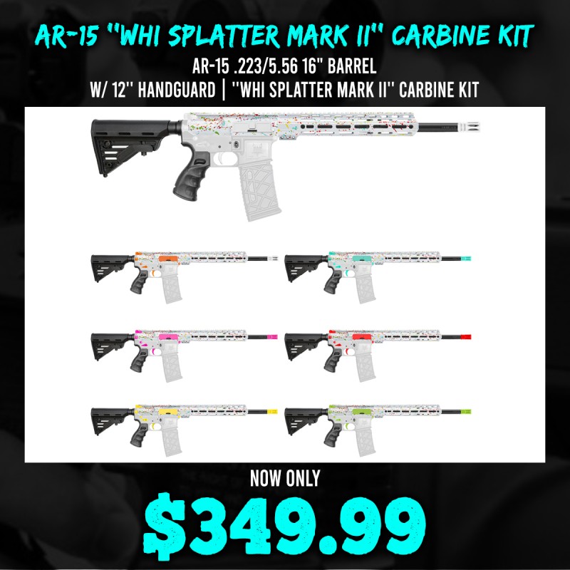 AR-15 .223/5.56 16" Barrel W/ 12'' Handguard | ''WHI SPLATTER MARK II'' Carbine Kit