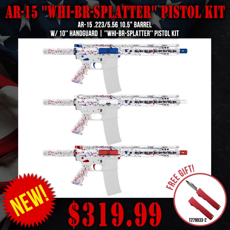 AR-15 .223/5.56 10.5" Barrel W/ 10'' Handguard | ''WHI-BR-SPLATTER'' Pistol Kit AR-15 .223/5.56 10.5" Barrel W/ 10'' Handguard | ''WHI-BR-SPLATTER'' Pistol Kit
