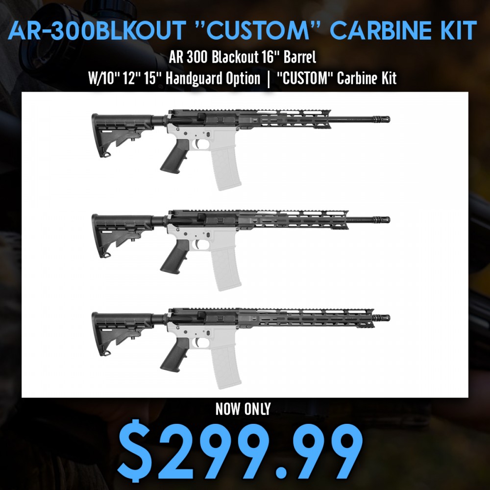 AR 300 Blackout 16'' Barrel W/10'' 12'' 15'' Handguard Option | ''CUSTOM'' Carbine Kit