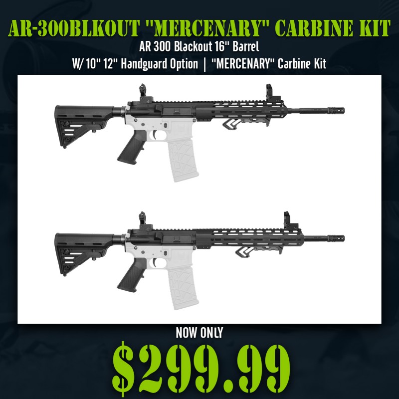 AR 300 Blackout 16'' Barrel W/10'' 12'' Handguard Option | ''MERCENARY'' Carbine Kit