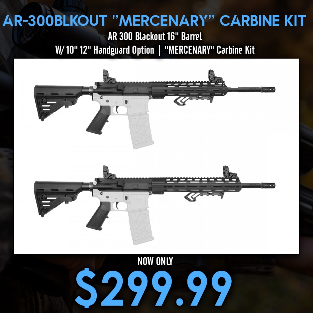 AR 300 Blackout 16'' Barrel W/10'' 12'' Handguard Option | ''MERCENARY'' Carbine Kit