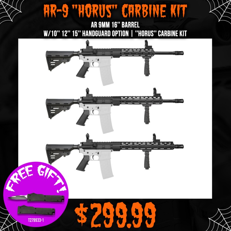 AR 9mm 16'' Barrel W/10'' 12'' 15'' Handguard Option | ''HORUS'' Carbine Kit AR 9mm 16'' Barrel W/10'' 12'' 15'' Handguard Option | ''HORUS'' Carbine Kit