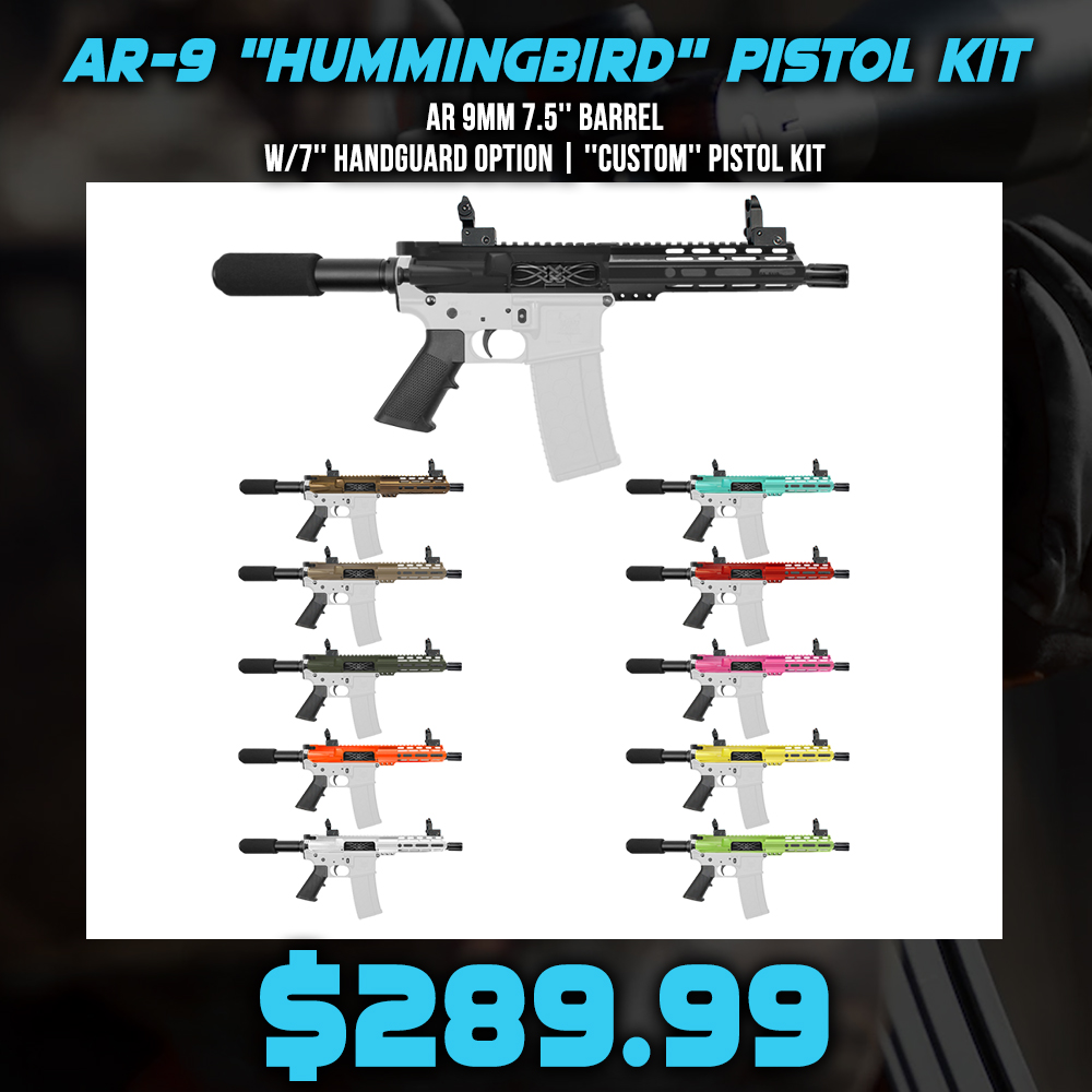 AR 9mm 7" Barrel W/ 7'' Handguard|Cerakote Color Options | ''HUMMINGBIRD'' Pistol Kit AR 9mm 7" Barrel W/ 7'' Handguard|Cerakote Color Options | ''HUMMINGBIRD'' Pistol Kit
