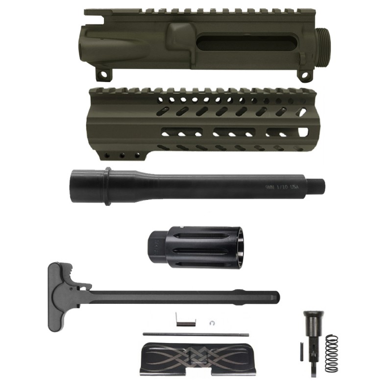  AR 9mm 7" Barrel W/ 7'' Clamp on M Lok Handguard| Cerakote Color Options Upper Receiver and Handguard | ''HUMMINGBIRD'' Pistol Kit