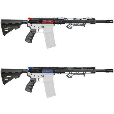 AR 9mm 16" Barrel W/ 12'' Clamp on Key Mod Handguard| Blue or Red Color Options Charging handle and Dust Cover| ''NINER'' Carbine Kit