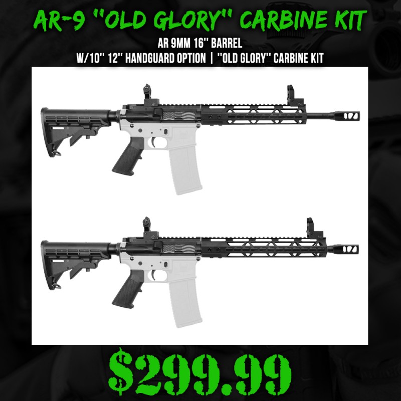 AR 9mm 16'' Barrel W/10'' 12'' Handguard Option | ''OLD GLORY'' Carbine Kit