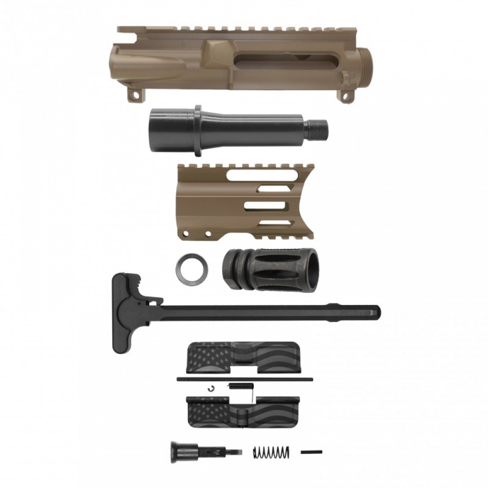 AR 9mm 4'' Barrel W/ 4'' Handguard Color Options| ''USA-4'' Pistol Kit AR 9mm 4'' Barrel W/ 4'' Handguard Color Options| ''USA-4'' Pistol Kit