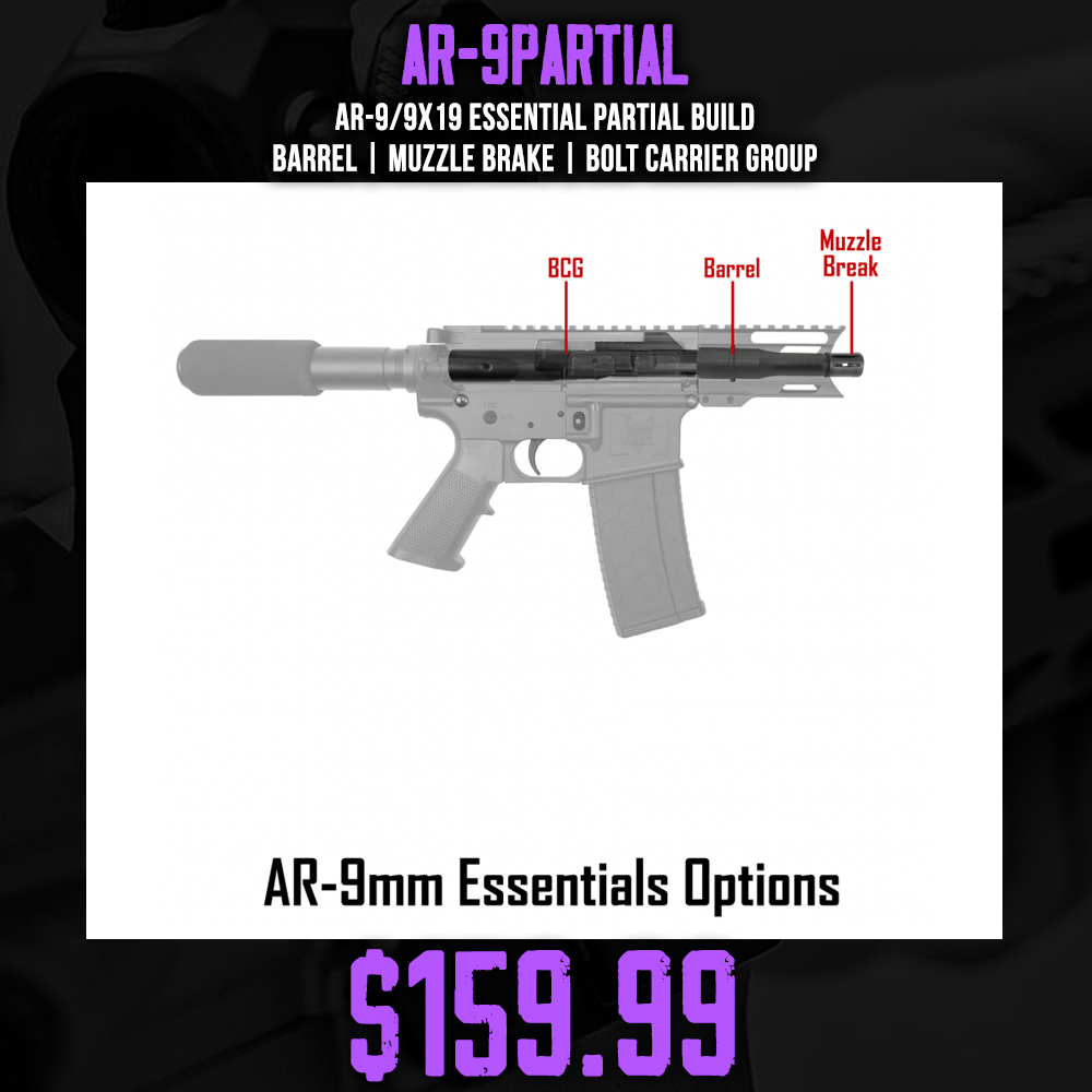 AR-9/9x19 Essential Partial Build |Barrel |Muzzle Brake |Bolt Carrier Group