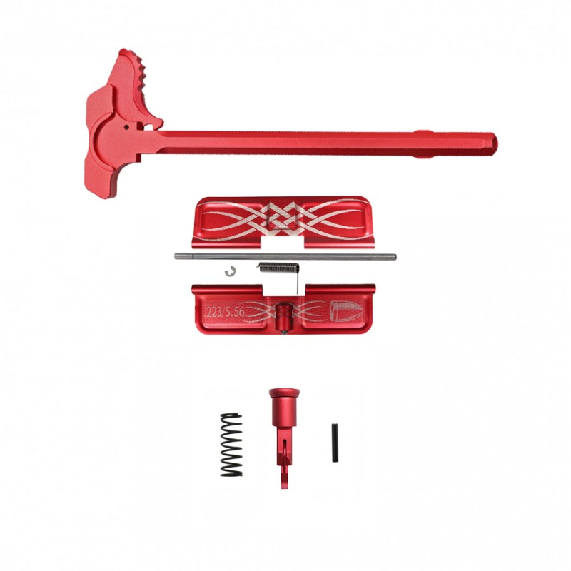 LASERED CALIBER OPTION| AR-15 Red Anodized Accent Caliber Bundle| Tribal 