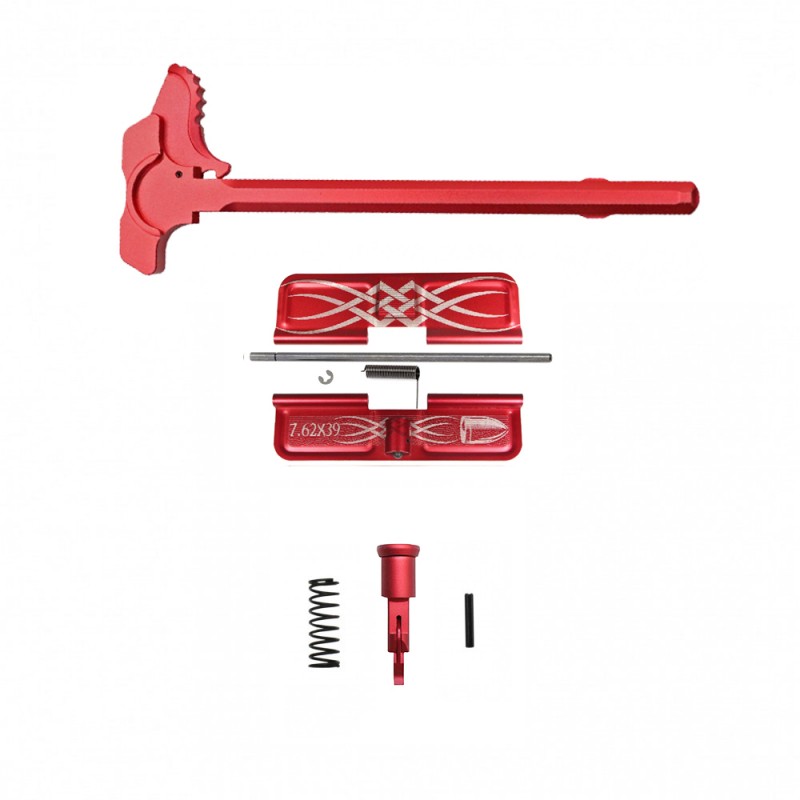 LASERED CALIBER OPTION| AR-15 Red Anodized Accent Caliber Bundle| Tribal 