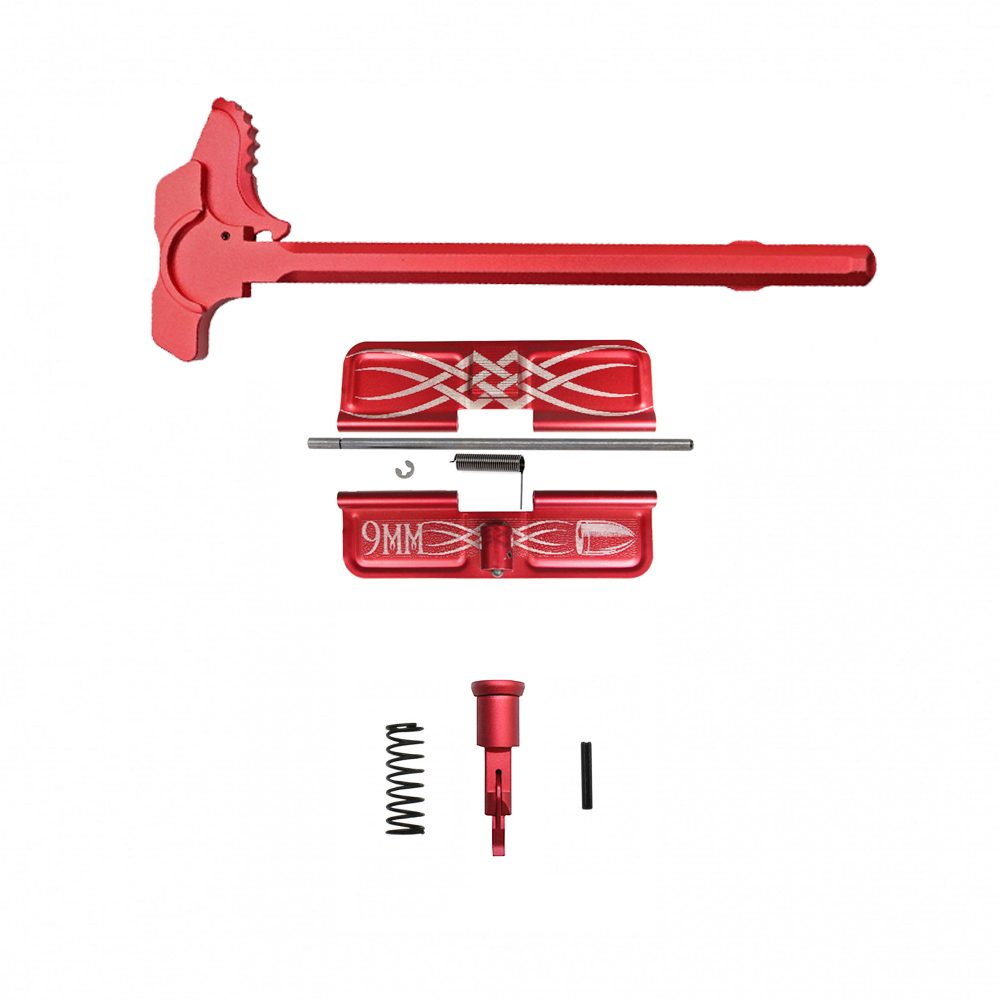 LASERED CALIBER OPTION| AR-15 Red Anodized Accent Caliber Bundle| Tribal 