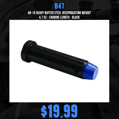 AR-15 Heavy Buffer Steel Reciprocating Weight - 4.7 OZ - Carbine Length - BLACK