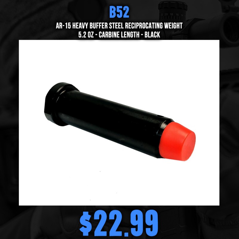 AR-15 Heavy Buffer Steel Reciprocating Weight - 5.2 OZ - Carbine Length - BLACK AR-15 Heavy Buffer Steel Reciprocating Weight - 5.2 OZ - Carbine Length - BLACK