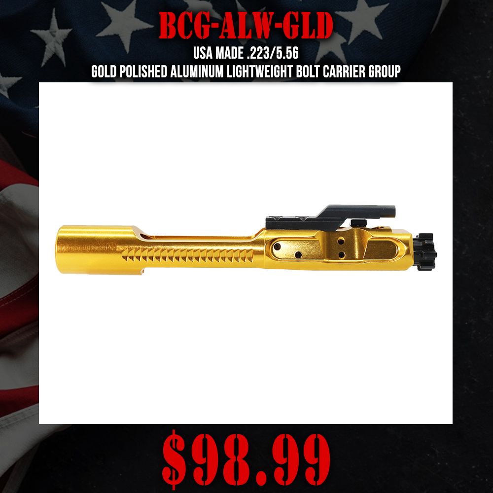 USA Made .223/5.56 GOLD Polished Aluminum Lightweight Bolt Carrier Group
