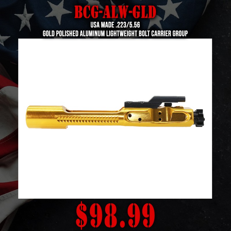 USA Made .223/5.56 GOLD Polished Aluminum Lightweight Bolt Carrier Group