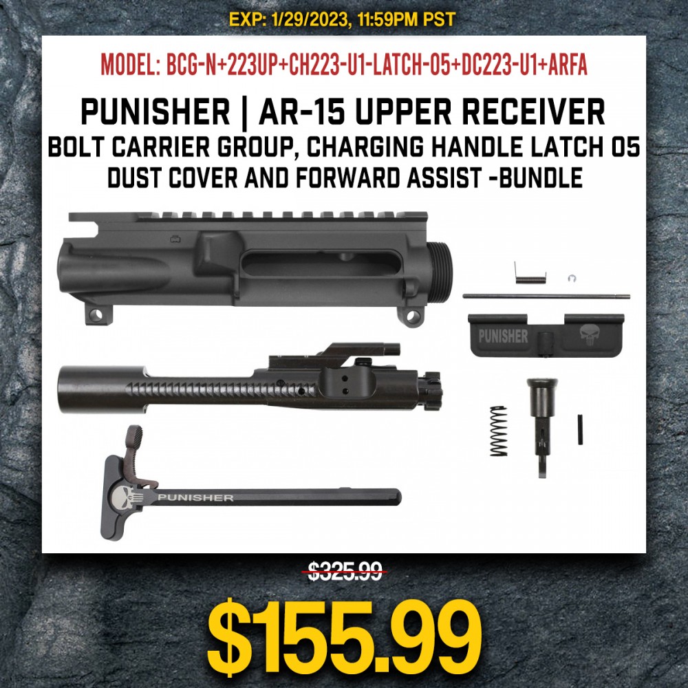 PUNISHER | AR-15  Upper Receiver, Bolt Carrier Group, Charging Handle LATCH 05, Dust Cover and Forward Assist -Bundle