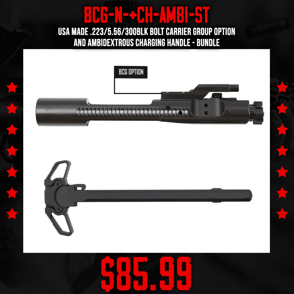USA Made .223/5.56/300BLK Bolt Carrier Group Option and Ambidextrous Charging Handle -Bundle USA Made .223/5.56/300BLK Bolt Carrier Group Option and Ambidextrous Charging Handle -Bundle