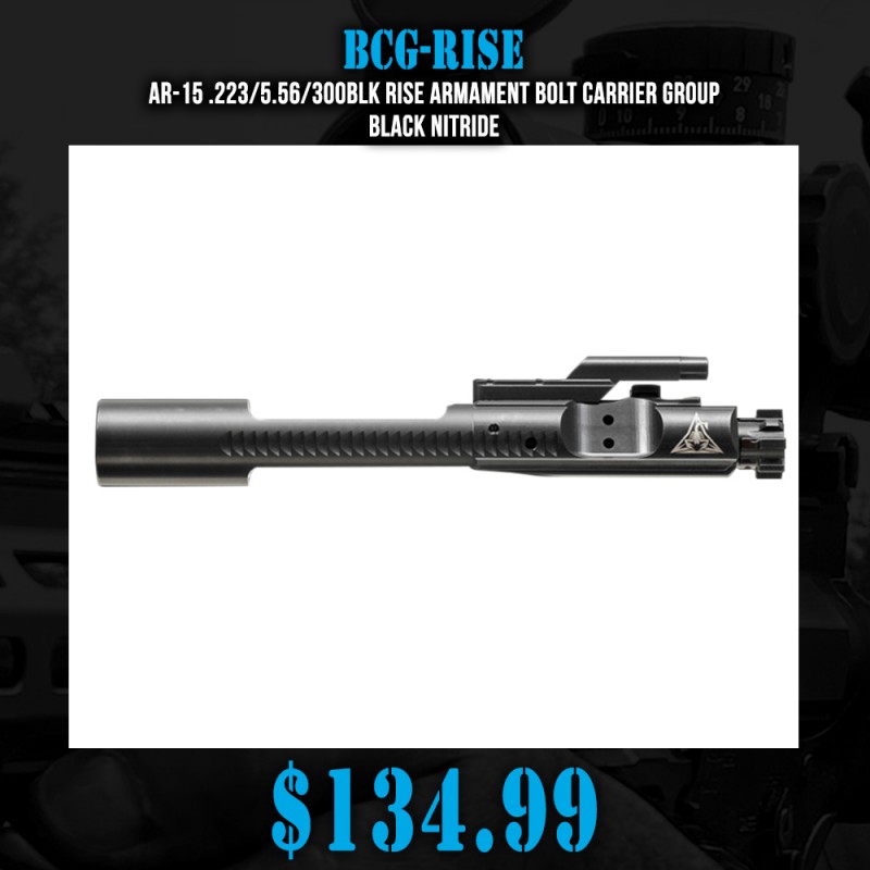 AR-15 .223/5.56/300BLK RISE ARMAMENT BOLT CARRIER GROUP- BLACK NITRIDE AR-15 .223/5.56/300BLK RISE ARMAMENT BOLT CARRIER GROUP- BLACK NITRIDE