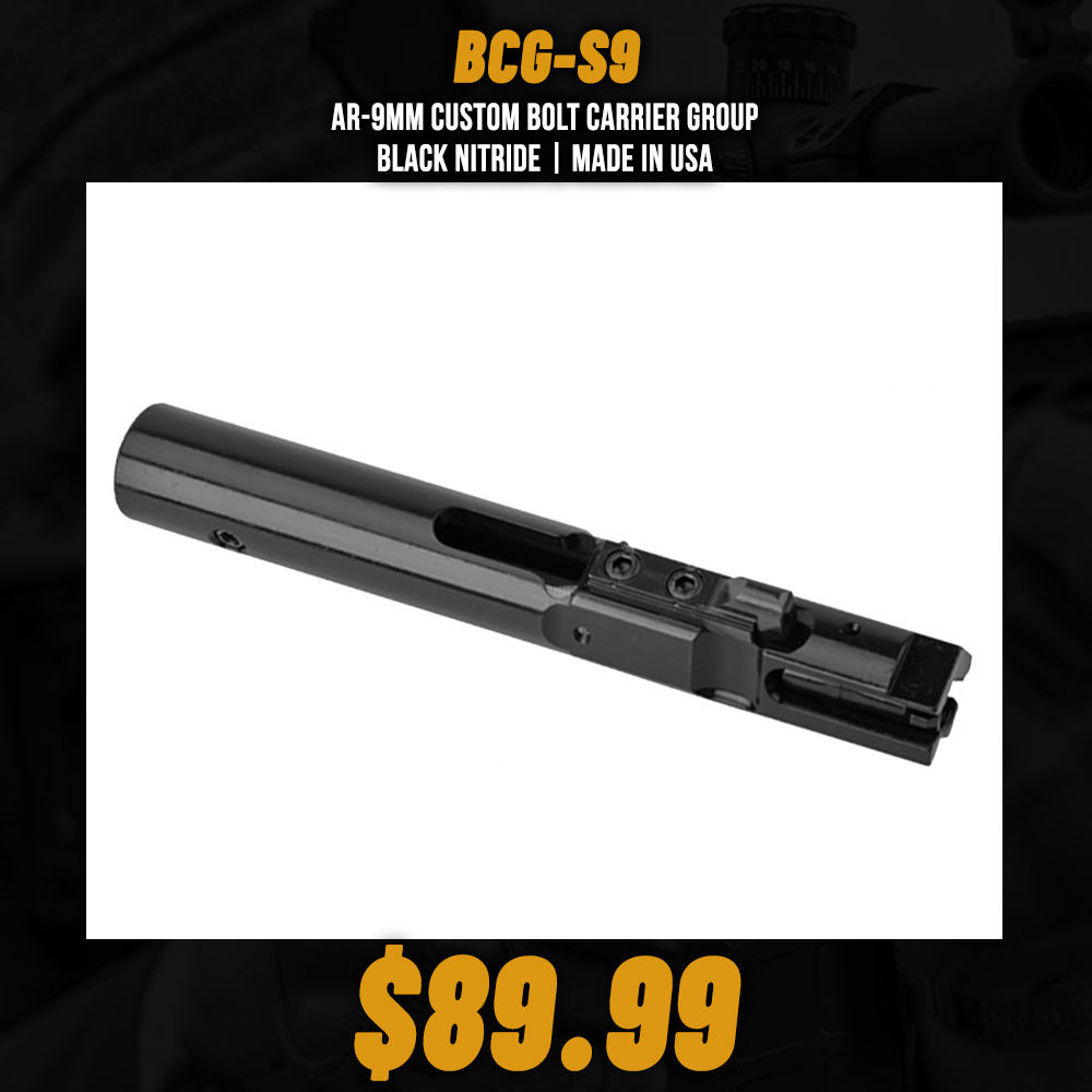 AR-9mm Custom Bolt Carrier Group- Black Nitride | Made in USA