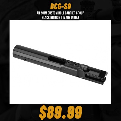 AR-9mm Custom Bolt Carrier Group- Black Nitride | Made in USA