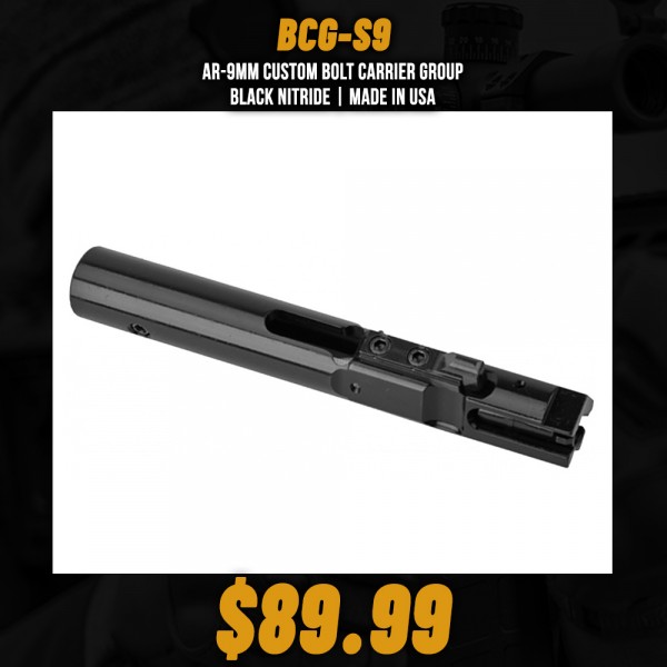 AR-9mm Custom Bolt Carrier Group- Black Nitride | Made in USA