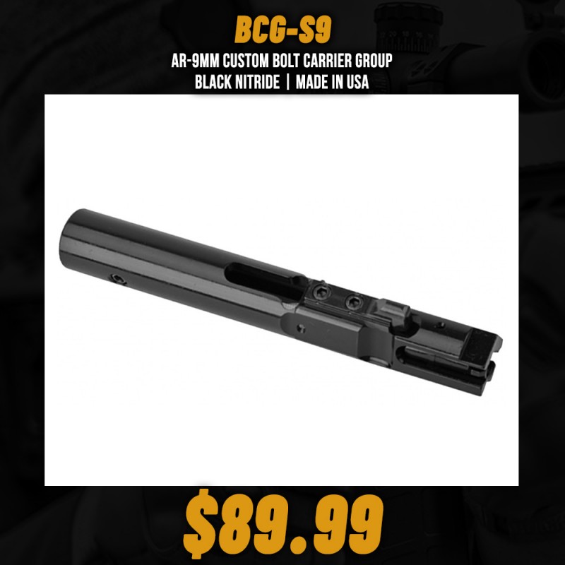 AR-9mm Custom Bolt Carrier Group- Black Nitride | Made in USA