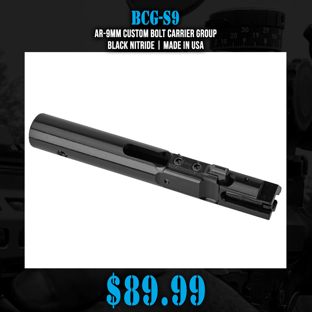 AR-9mm Custom Bolt Carrier Group- Black Nitride | Made in USA