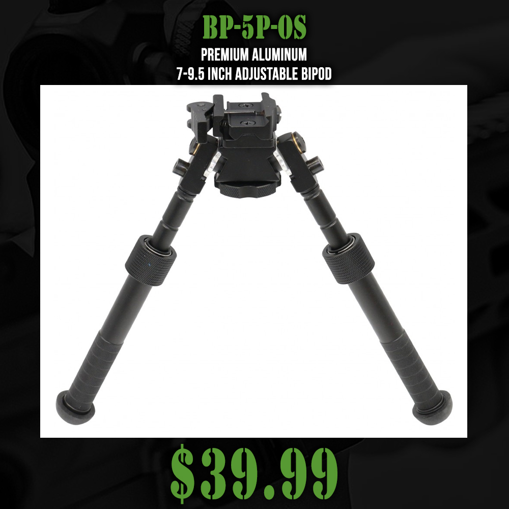Premium Aluminum 7-9.5 inch Adjustable Bipod