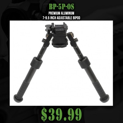 Premium Aluminum 7-9.5 inch Adjustable Bipod