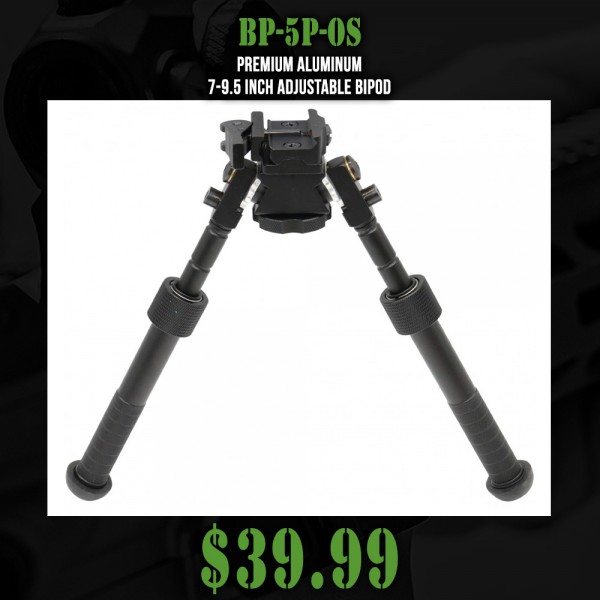 Premium Aluminum 7-9.5 inch Adjustable Bipod