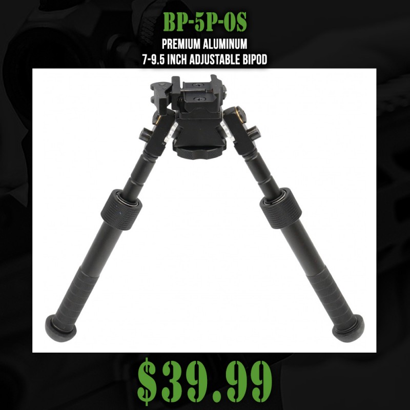 Premium Aluminum 7-9.5 inch Adjustable Bipod