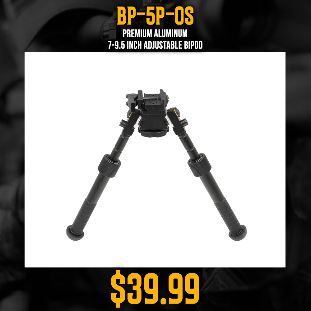 Premium Aluminum 7-9.5 inch Adjustable Bipod