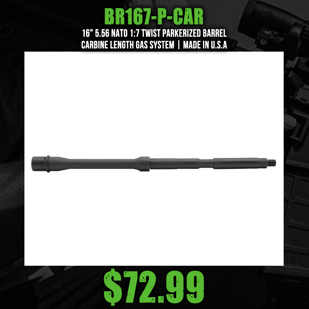 16" 5.56 Nato 1:7 Twist Parkerized Barrel | Carbine Length Gas System | Made in U.S.A 