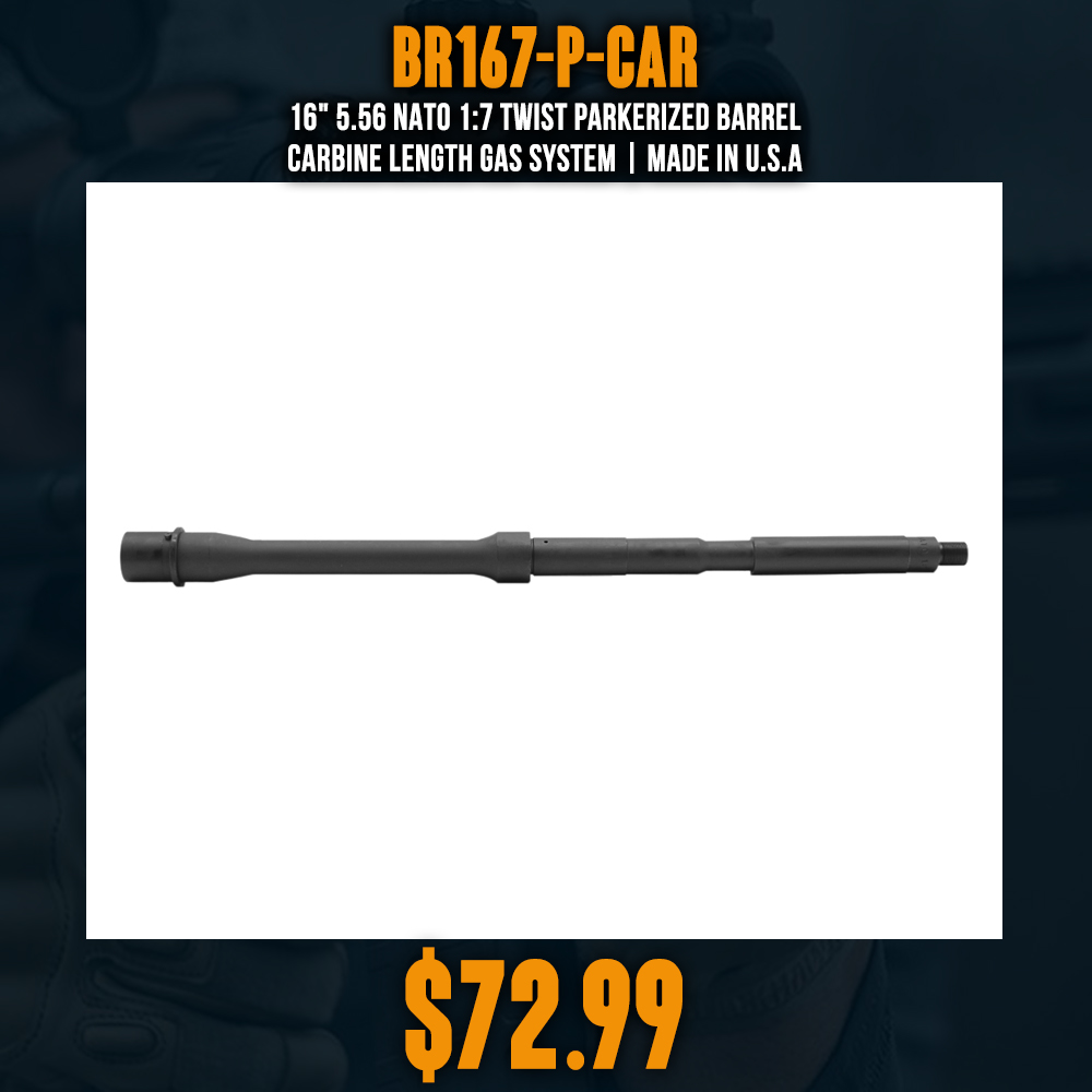 16" 5.56 Nato 1:7 Twist Parkerized Barrel | Carbine Length Gas System | Made in U.S.A 16" 5.56 Nato 1:7 Twist Parkerized Barrel | Carbine Length Gas System | Made in U.S.A