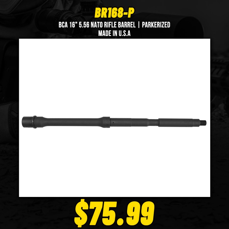 BCA 16" 5.56 Nato Rifle Barrel | Parkerized | Made In U.S.A BCA 16" 5.56 Nato Rifle Barrel | Parkerized | Made In U.S.A