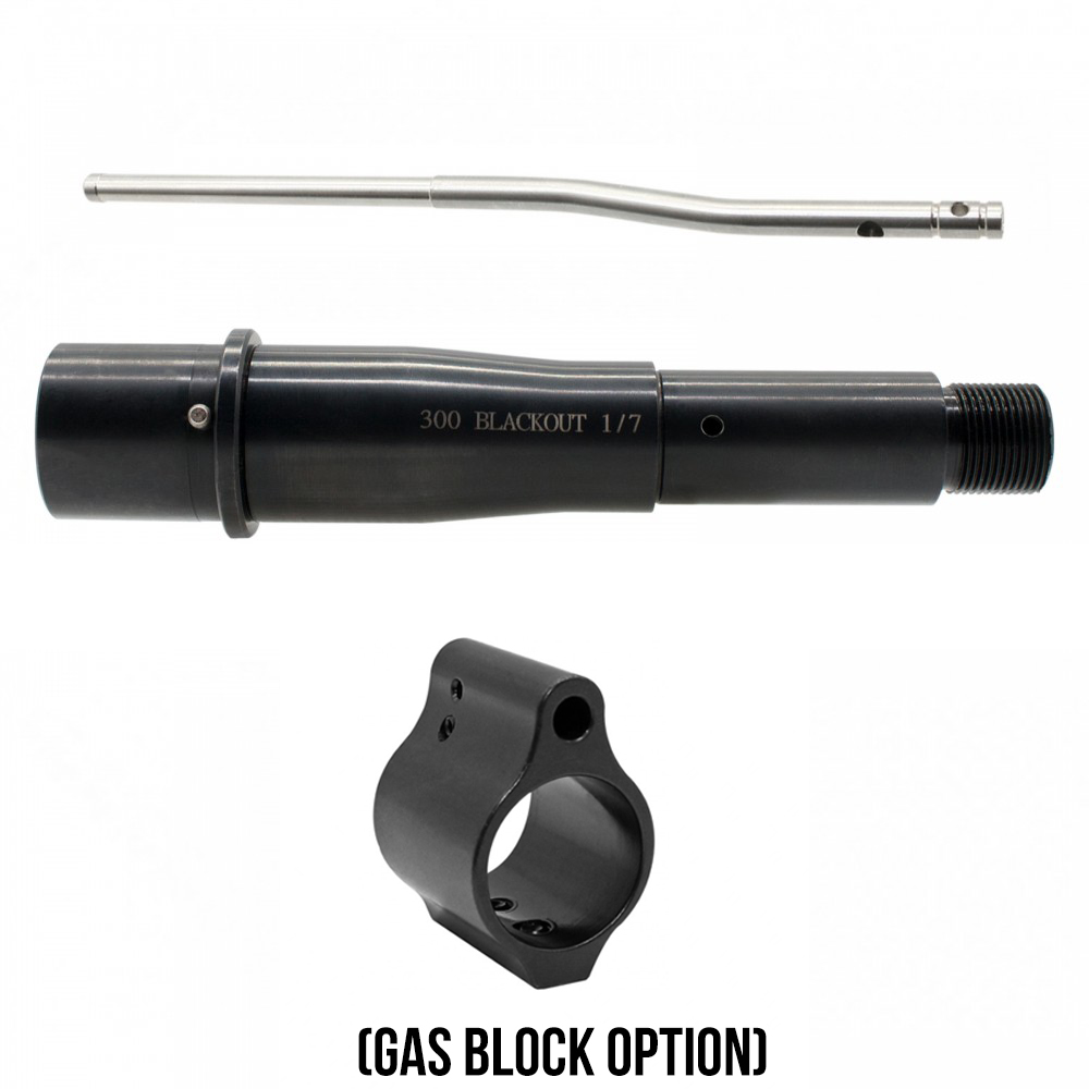 5” 300 Black Out 1:7 Twist Nitride Pistol Barrel and Micro Gas Tube and Gas Block Options| Made in U.S.A
