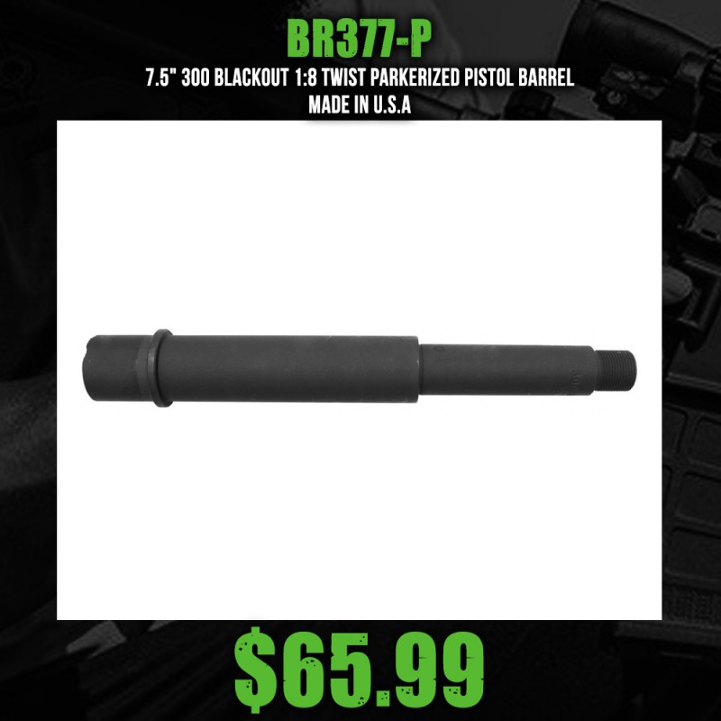 7.5" 300 Blackout 1:8 Twist Parkerized Pistol barrel | Made in U.S.A.