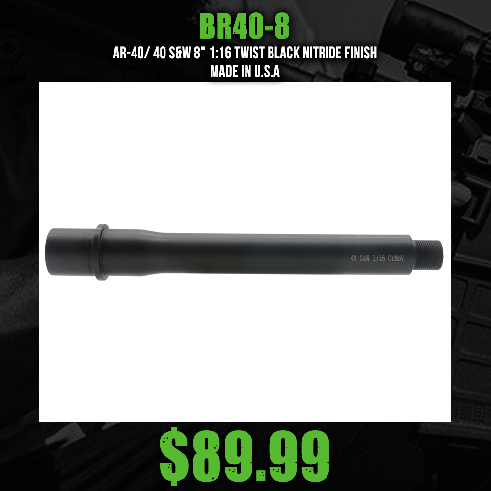AR-40/ 40 S&W 8" 1:16 Twist Black Nitride Finish (Made in USA)