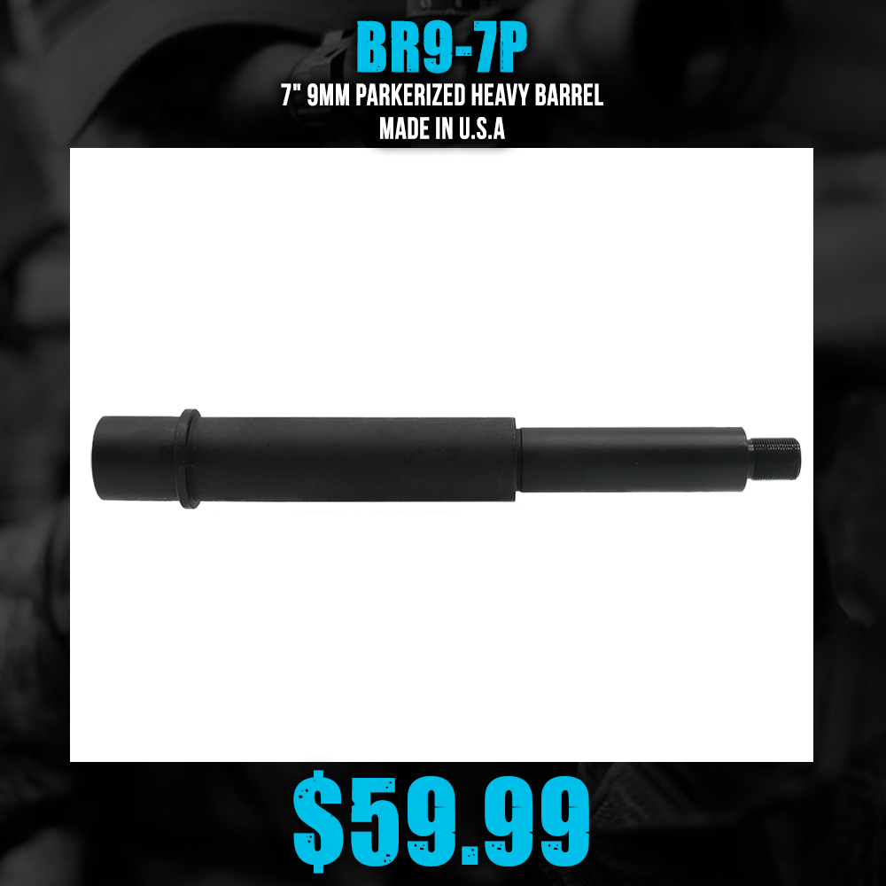7" 9mm Parkerized Heavy Barrel | Made in U.S.A 7" 9mm Parkerized Heavy Barrel | Made in U.S.A