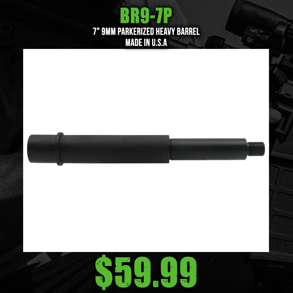 7" 9mm Parkerized Heavy Barrel | Made in U.S.A 7" 9mm Parkerized Heavy Barrel | Made in U.S.A